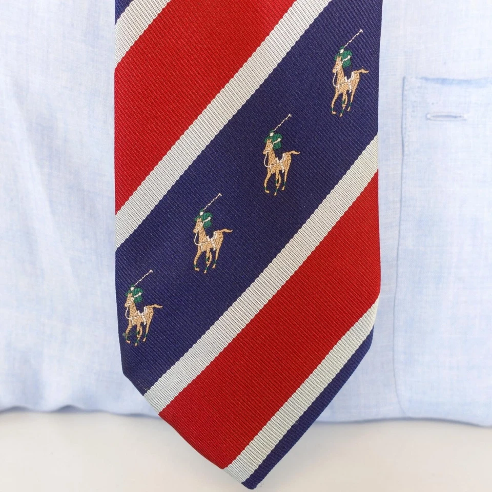 Repp Corbata a Rayas Para Hombres Azul Rojo Animal Caballo Ecuestre Polo Vestido Prendas para el Cuello MH Foto 2 de 4