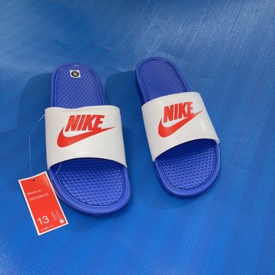 Size 13 Men s Nike Slides Benassi JDI  Red White And Blue  343880-410 New In Box