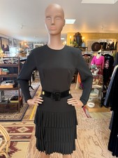 Vintage Escada Margaretha Ley Dress Black Gold Star Accents Belt Size 36