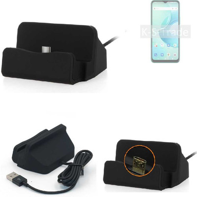 Dockingstation für Wiko T10 schwarz Lade Station Micro USB Dock Kabel