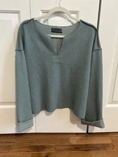 Urban Outfitters Jax Inside Out Notch Neck Oversized Top Teal Green Medium