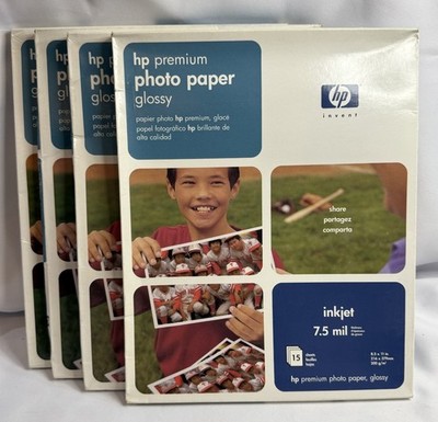 HP Premium Photo Paper Glossy 4 Boxes of 15 Sheets 7.5 Mil 8.5  x 11 