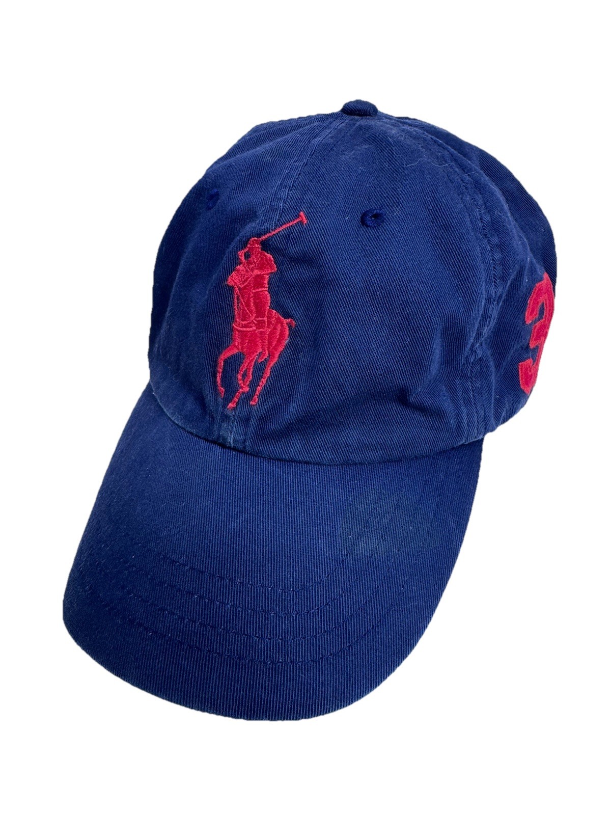 Polo Ralph Lauren Cappello Berretto Uomo Blu Cinturino Regolabile Big Pony Rosso #3 Logo