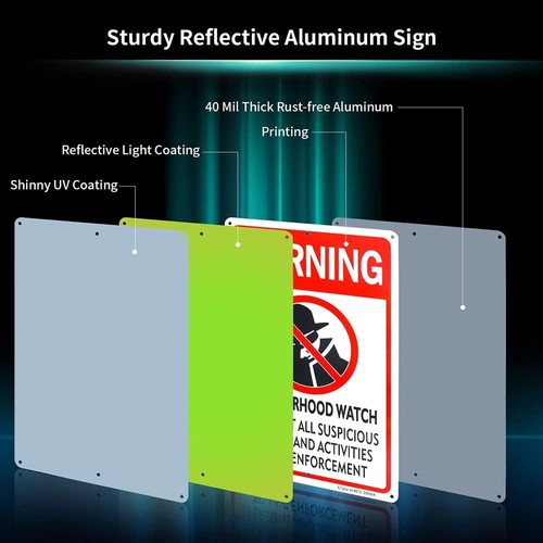 2er-Pack Nachbarschaftsuhr Schild, 12"x 8" 0,04" Aluminium reflektierend 12" x 8"  - Bild 2 von 3