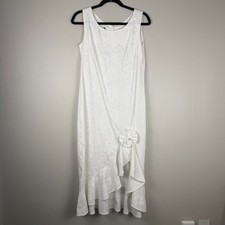 Two Palms Dress Womens S White Floral Hawaiian Round Neck Sleeveless Tropical