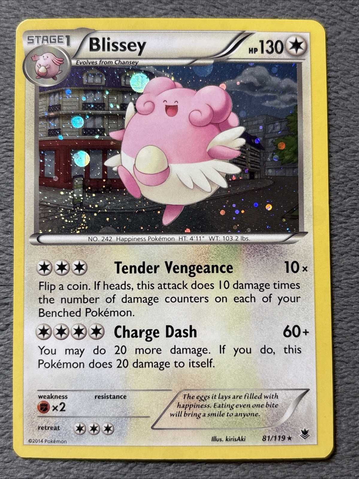 Blissey 81/119 Cosmos Holo Pokemon Card NM Perfect HD Galaxy Swirl