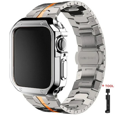 Stainless Steel Strap+Case for Apple Watch Ultra2/S10-4/SE All Sizes
