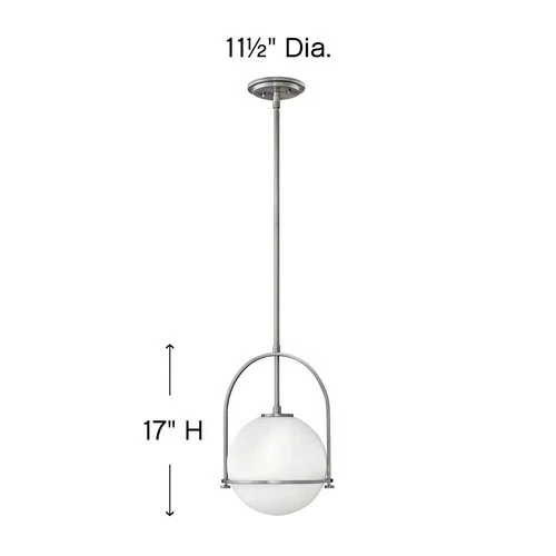 Hinkley Somerset 1-Light Stem Hung Pendant in Brushed Nickel 3407BN - Picture 3 of 3