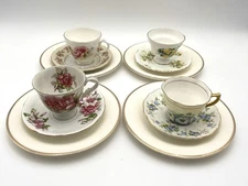 Mismatched Teacup Trios Set of 4 Famous Makers Duchess Rosina Aynsley Porcelain