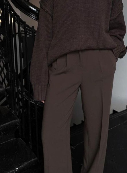 Women COS Trousers Brown Cotton 36 / S / 44