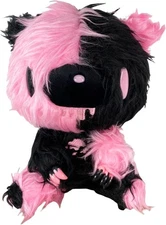 *NEW* Gloomy Bear: Black Pink Long Hair Fur Sitting 7" Tall Stuffed Plush Doll