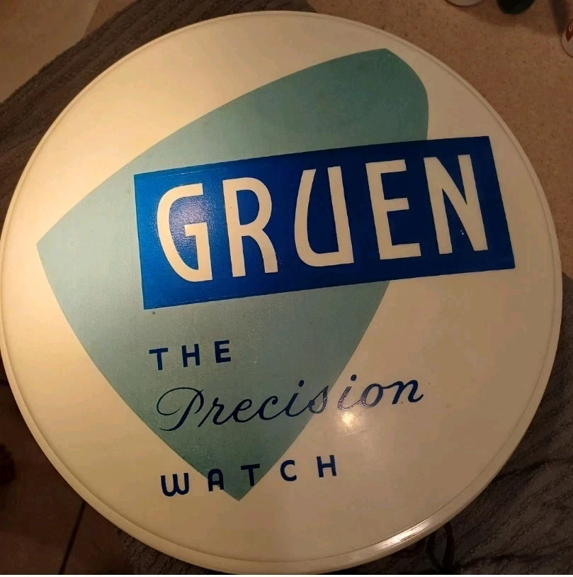 De Colección Reloj GRUEN Lámpara de Pared Redonda Letrero Luz Eléctrica Funciona 11" The Drake Line Foto 2 de 4