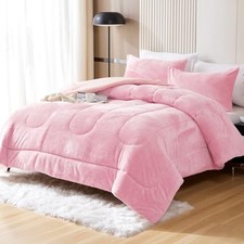 Faux Fur Size Comforter Set, Luxury Ultra Soft Fluffy King Baby Pink