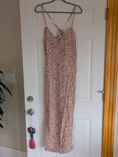 Gap Tie Back Maxi Slip Dress (Brown Print) Large - NWT
