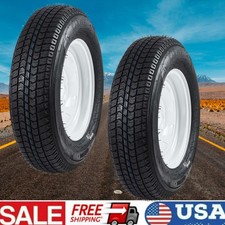 2 Pcs St20575d14 Trailer Tires And Wheels With 14 Rim 5 Lug On 4.5 205 75 14