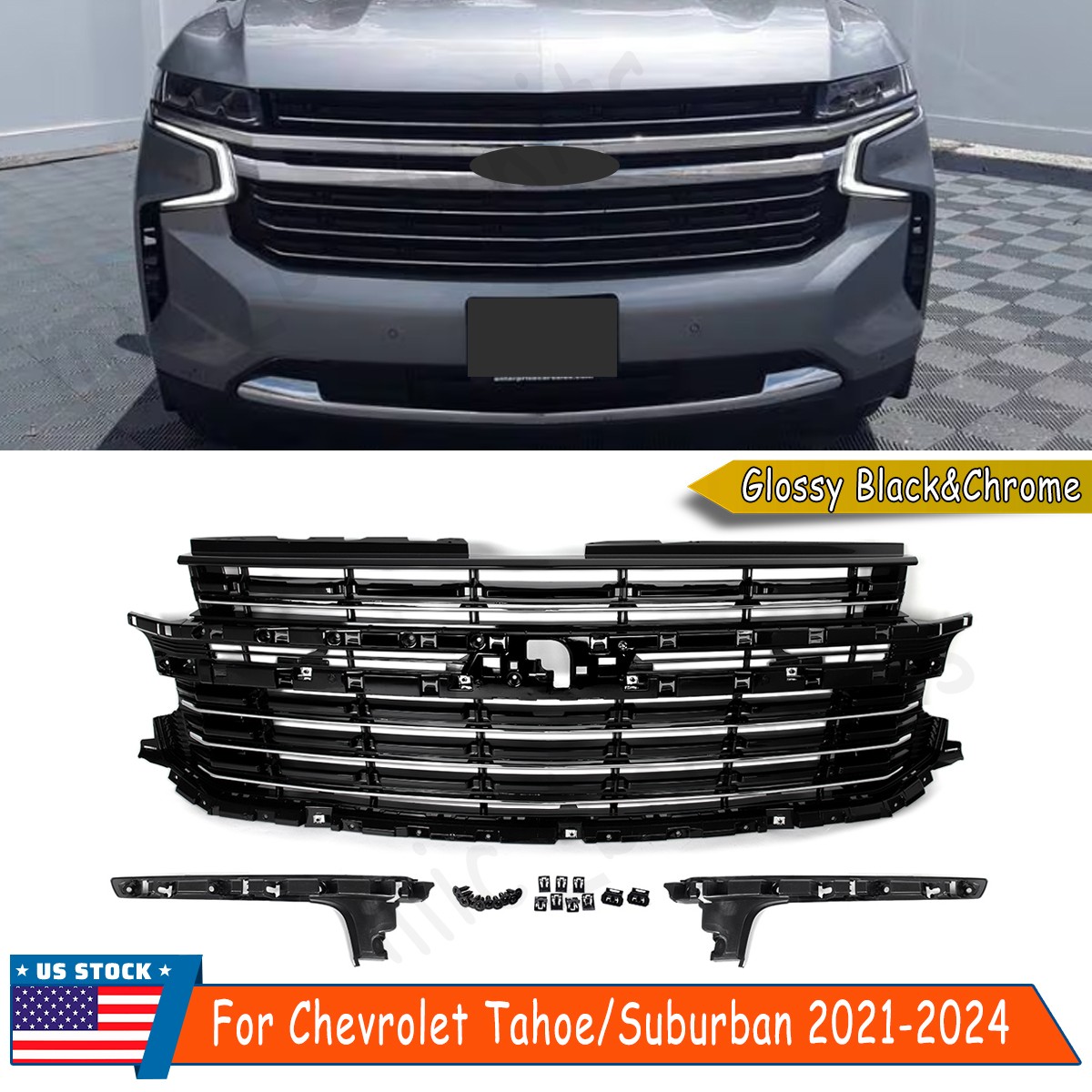 For 2021 2022 2023 2024 Chevrolet Tahoe Suburban LT Z71 Front Upper Grille Grill