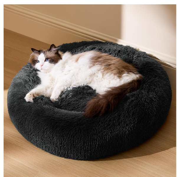 Katzenbett Rund 50 Cm Waschbar Flauschig Hundebett Kissen Katzenschlafplatz-image