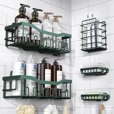 5-Pack Rustproof Stainless Steel Shower Caddy – No XL size, Blackish Green 