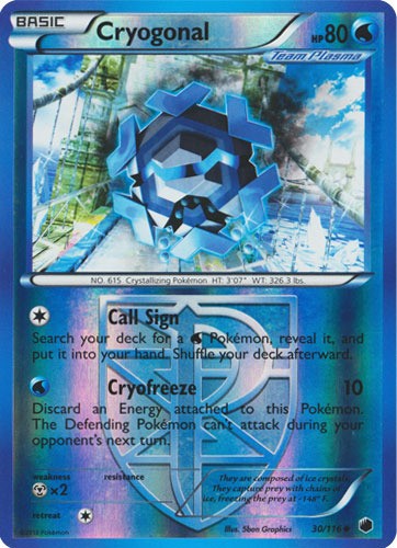 Moderate Play x 1 Cryogonal - 30/116 - Uncommon - Reverse Holo Plasma Freeze