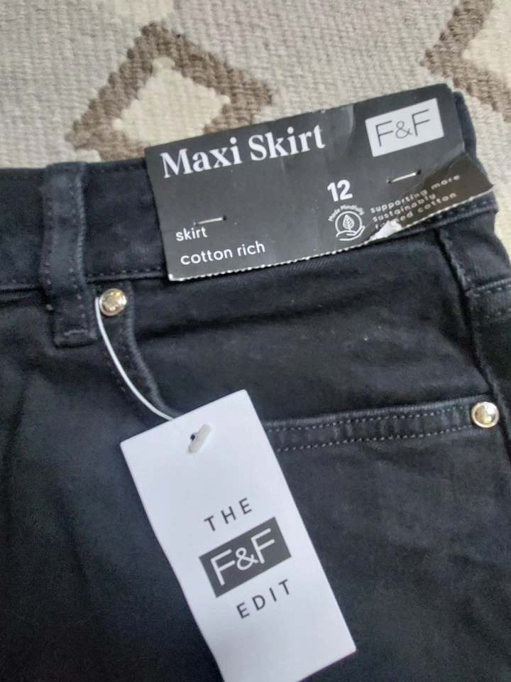 Ladies maxi long denim skirt, black, 12 uk, new with tags - Image 4 of 4