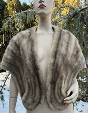 VINTAGE CARL W. HERRMANN GRAY MINK STOLE CAPE W/ POCKETS