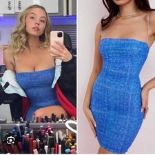 House of CB 'Ella' Sky Blue Organza Ruched Mesh Mini Dress ASO Euphoria Small
