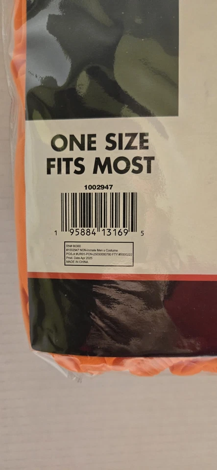 Adult Convict Prisoner  Inmate Costume One Size Fits Most Adult  By Rubies NEW - Image 2 of 4