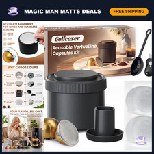 Reusable Coffee Pods Kit for Vertuo Nespresso, 100 Aluminum Foil Seals, Eco-Frie