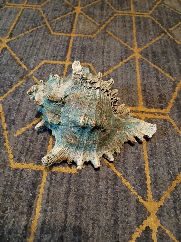 Blue White Conch Murex Seashell Souvenir Plastic Resin Beach Decor Pretty!