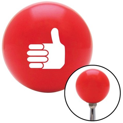 White Thumbs Up Red Shift Knob w/ M16x1.5 Insert Shifter Auto Manual Custom