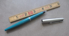VINTAGE PARKER 45 TEAL BRUSHED CHROME FOUNTAIN PEN Untested Medium Nib