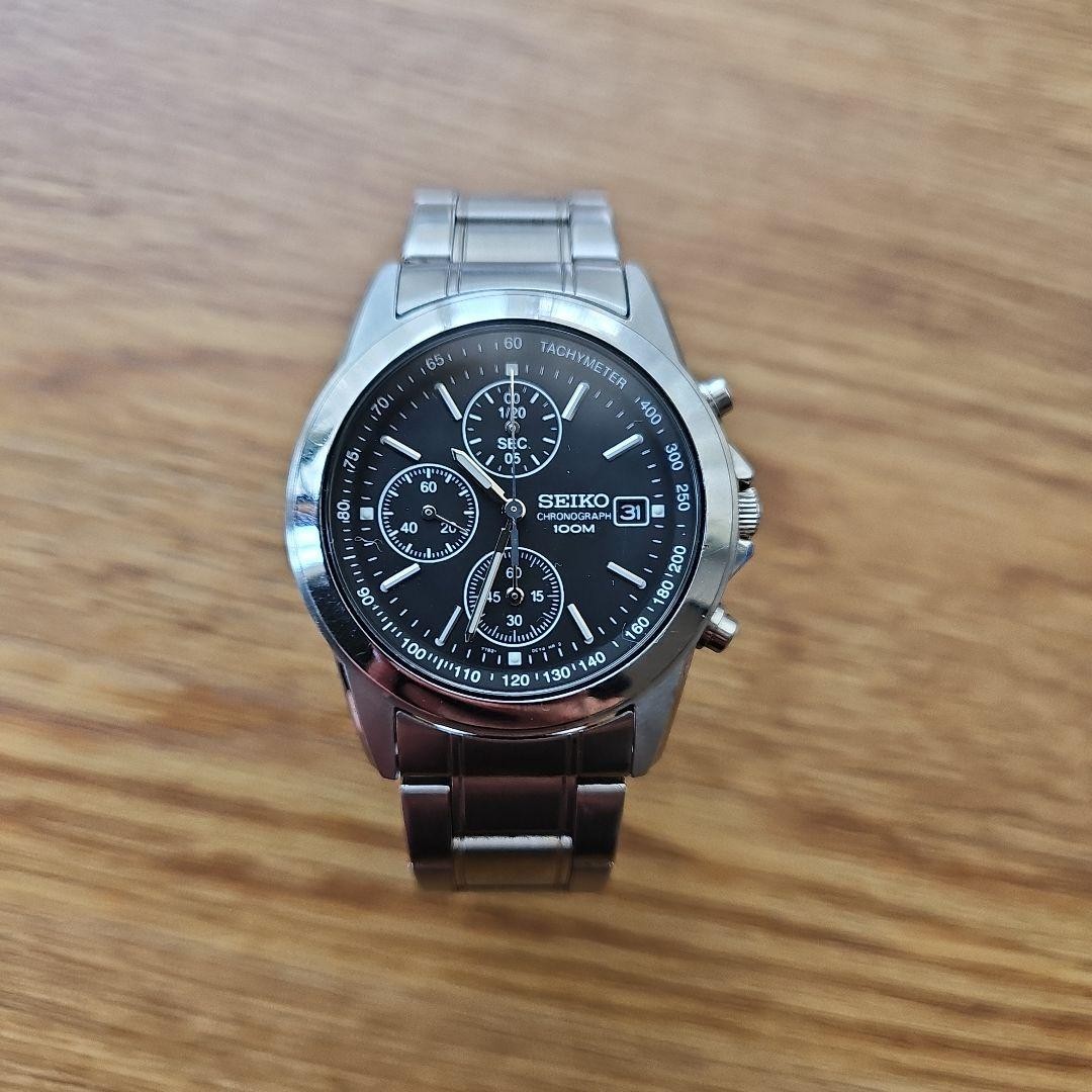 SEIKO 7T92-0DW0 Chronograph Black Dial Watch 100M Fro… - Gem