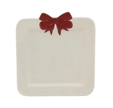 Holiday Time Ceramic 4 Pack Bow Appetizer Plates