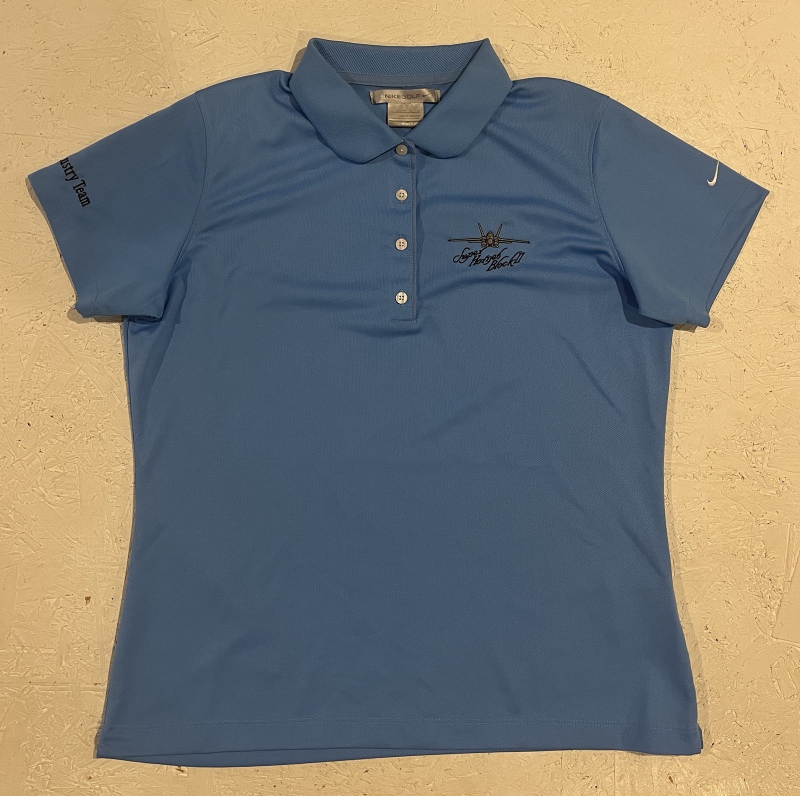 Vintage Nike Golf Super Hornet Block II Polo Shirt Womens L Athletic Blue