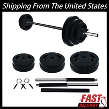 40 Lbs Barbell Weight Set, Adjustable Free Weights for Home and Gym Workout Use