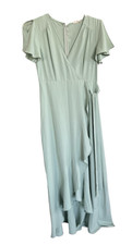 Altar d State Womens Maxi Dress Springvale Faux Wrap Mint Green Hi-Lo Size Large