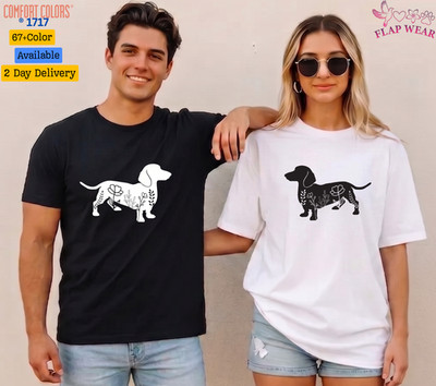 Unisex Dachshund Floral Shirt Wiener Dog T-Shirt Doxie Mom Tee Gift ,men,women's