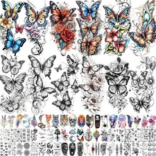 72 hojas de tatuajes temporales para hombres, mujeres y adultos