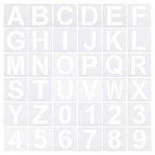 36 Pcs 2 Inch Letter Number Stencils Alphabet Templates Set 2.5" Width White