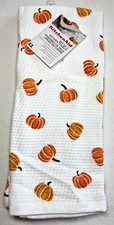 KITCHENAID TOALLAS DE COCINA (2) CALABAZAS NARANJA VERDE 16 X 28 100% ALGODÓN RIZO