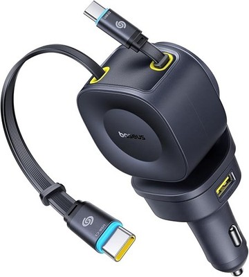 Baseus 163W Einziehbares Auto Ladegerät, 4-Port USB-C USB Schnellladeadapter