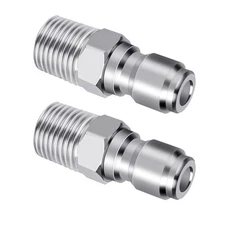 2 Packs 1/4 Pressure Washer Quick Connect Couplers 1/4 Quick Connect Plug NPT...