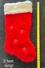 1988 VTG Chrisha Playful Plush Christmas Stocking 24” Embroidered Snow Flakes