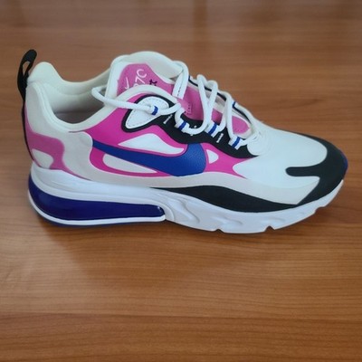 Nike Air Max 270 React Women s Sneakers White Fuchsia Blue Running Shoes Sz 7.5