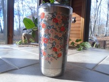 Pioneer Woman Stainless Steel Tumbler with Lid Silver Travel Mug 18oz WM1516