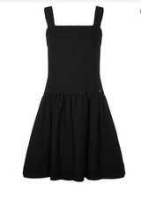 CHANEL STRAPPY DROP WAIST TWEED BLACK DRESS, Size 36/ US 2