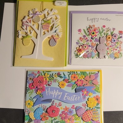 Papyrus Easter Greeting Card Bunny Floral Displayable Tree Card Set #8