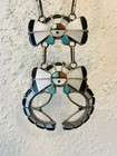 VINTAGE JUAN & CHARLENE CHICO ZUNI STERLING SILVER INLAY SUNFACE NECKLACE  — photo 2
