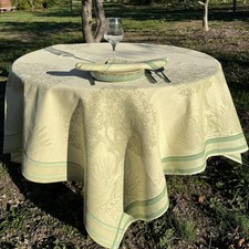Tischdecke Jacquard Baumwolle zart grün 160x160 cm Provence Fleckschutz Teflon