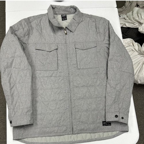 Oakley Quilted Shirt Jacket Mens XXL Grey Excellent Full Zip Insulated Utility